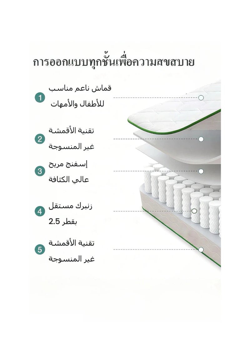 نجمة هوم مرتبة نابضية عالية المرونة 120x200 سم، سميكة جدًا 22 سم، مصنوعة من رغوة الذاكرة، قابلة للتنفس، تخفف الضغط، صلابة متوسطة، مصممة للمساعدة في تخفيف آلام الظهر، تشمل وسادة مجانية واحدة - Image 3